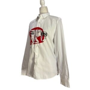 Limited Edition for Snitch Graphic Long Sleeve Blouse White Red & Black